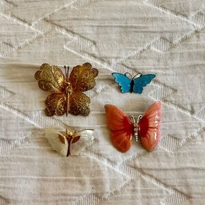 Set of Four Butterfly Brooches